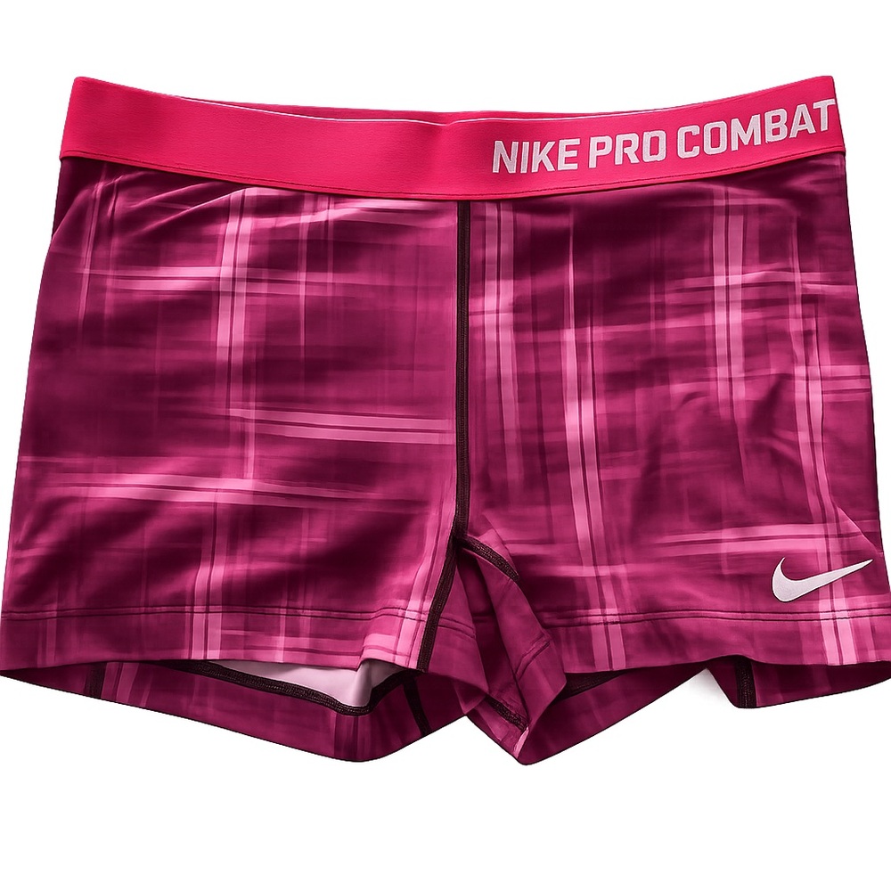 Nike Pink Plaid Performance Compression Shorts